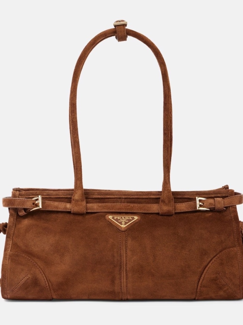 Prada Bonnie Medium Suede Shoulder Bag – Cacao Brown – Brand New